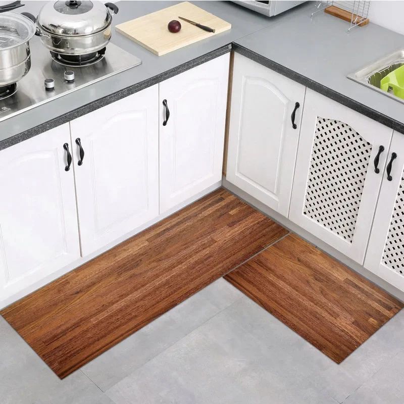 Modern Wood Grain Non Slip Floor Mat For Bathroom, Kitchen & Entryway 2 40x60cm