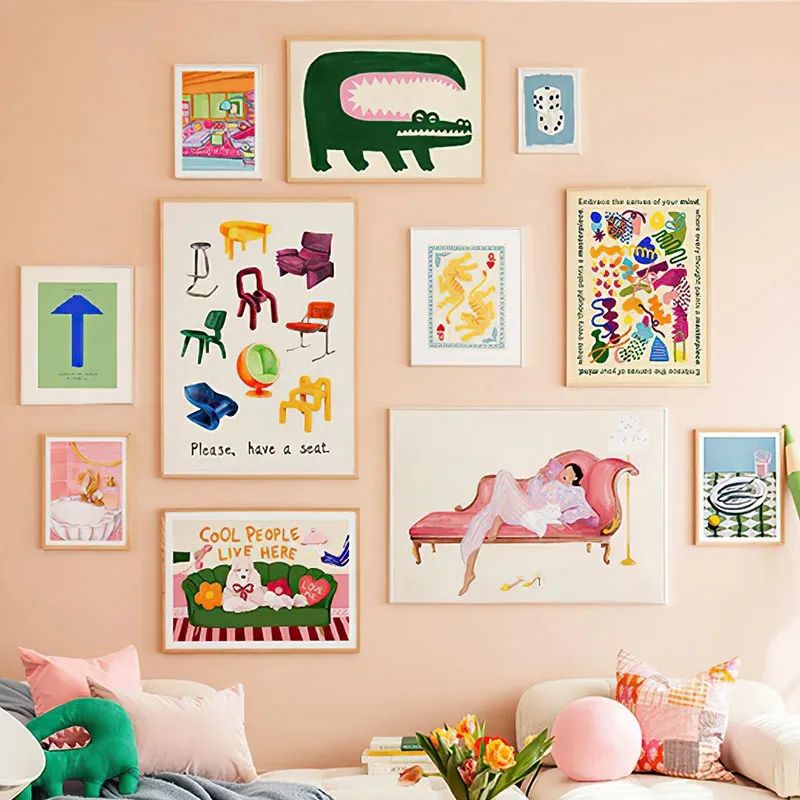 Abstract Crocodile Fish Canvas Wall Art j 20x25cm No Frame