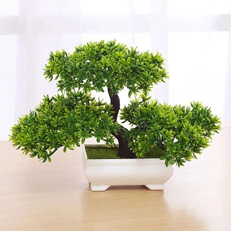 Minimalist Green Artificial Bonsai High Definition Faux Potted Tree For Home Bedrooms, Table Accents, & Outdoor Garden Minimalist Green Artificial Bonsai High Definition Faux Potted Tree For Home Bedrooms, Table Accents, & Outdoor Garden