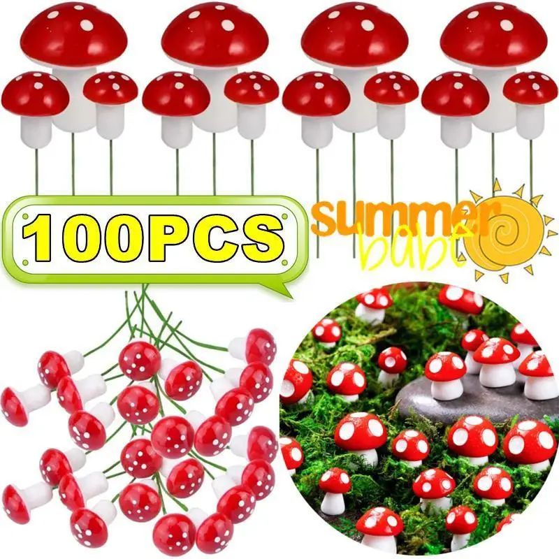 Mini Artificial Mushroom Garden Decor Set For Fairy, Bonsai And DIY Micro Landscapes 0.79 In 50pcs