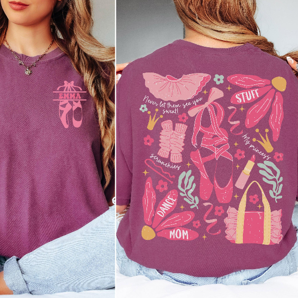 Dance Mom Essentials Shirt Trendy Back Print Graphic Tee Cute Recital Mom T Shirt purple 2xl t Shirt