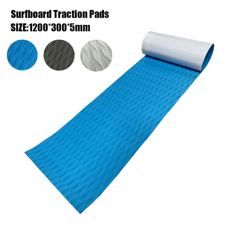 Premium Surfboard Traction Pad EVA Foam Grip Mat Non Slip Deck Pad For Kayak Boat And DIY Surfaces blue