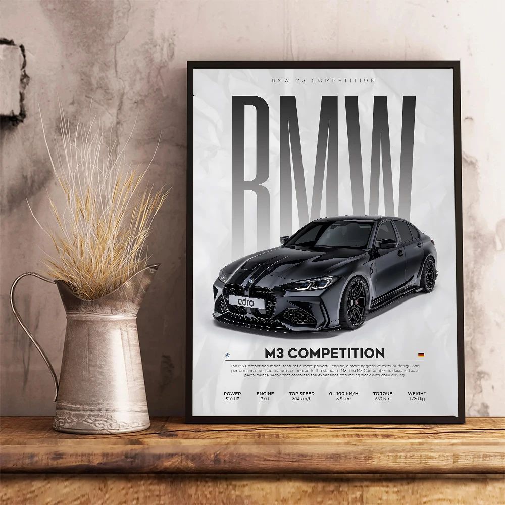 Modern Black Sports Car Canvas Wall Art Famous Racing Car Poster Print For Living Room Decor 16 19.69 27.56 In Unframed