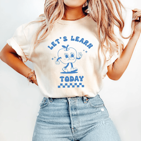 Retro Teacher Shirt Comfort Colors Lets Learn Today Inspirational Back To School Tee black m sweatshirt