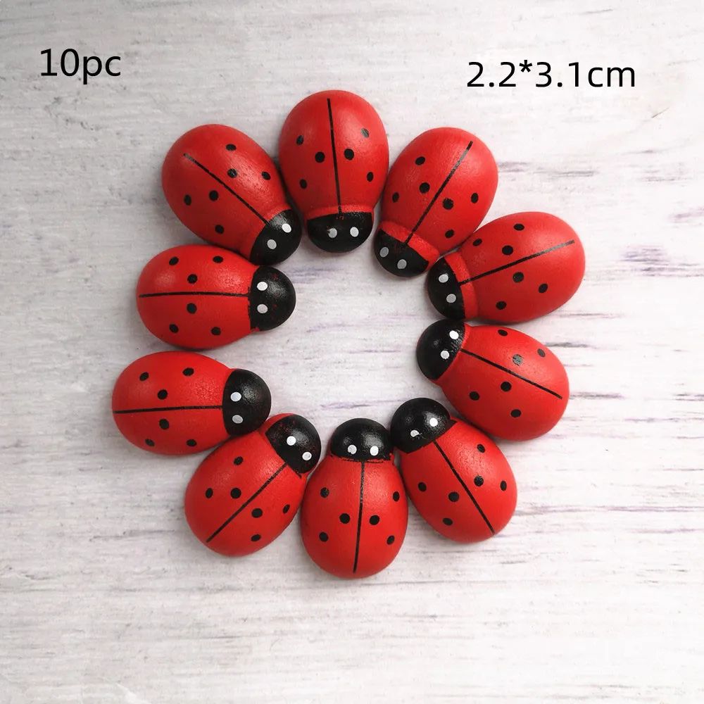 Large Wooden Ladybug Garden Decor Handcrafted Miniature Insect For Fairy Garden & DIY Crafts 1 Pc 1.38 1.77 In