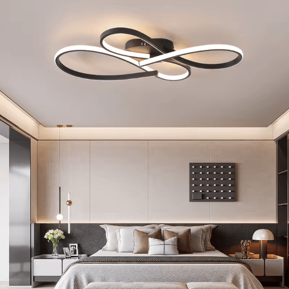 Modern Black LED Ceiling Chandelier Minimalist Ceiling Light Fixture For Living Room, Bedroom & Study l800xw450xh80mm dimmable Rc With App