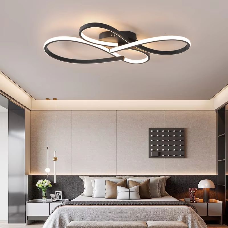 Modern Black LED Ceiling Chandelier Light Fixture For Living Room Bedroom And Study Room 31.50x17.72x3.15in dimmable Rc With App