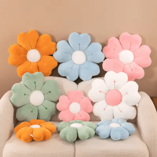 Daisy Flower Plush Pillow Soft Cute Decorative Cushion For Bed & Sofa green