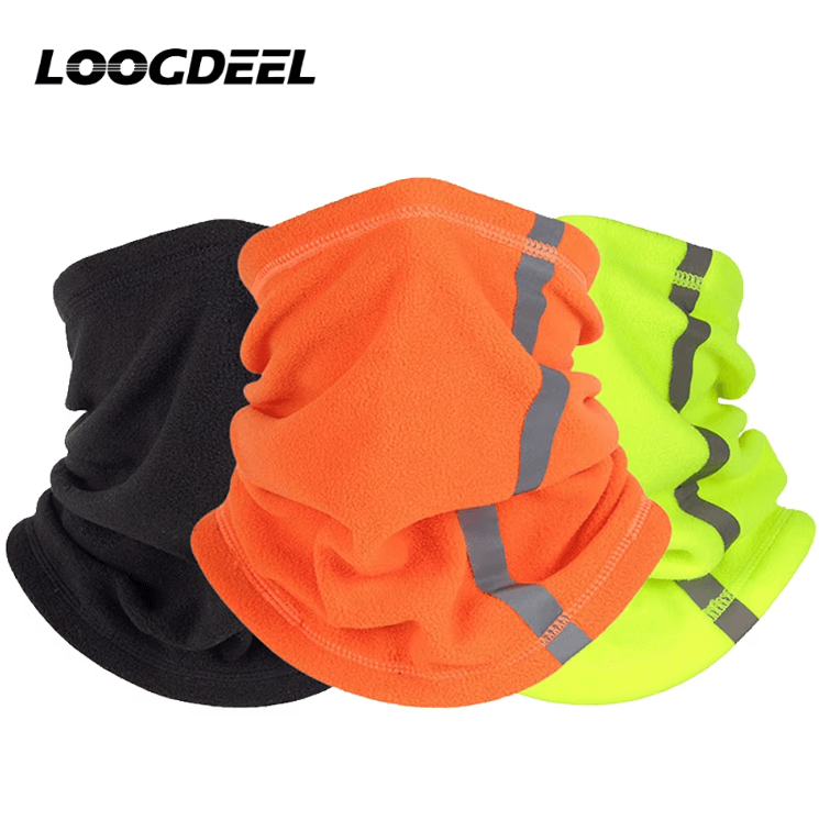 LOOGDEEL Fleece Motorcycle Half Face Mask Windproof Neck Warmer With Reflective Design gray