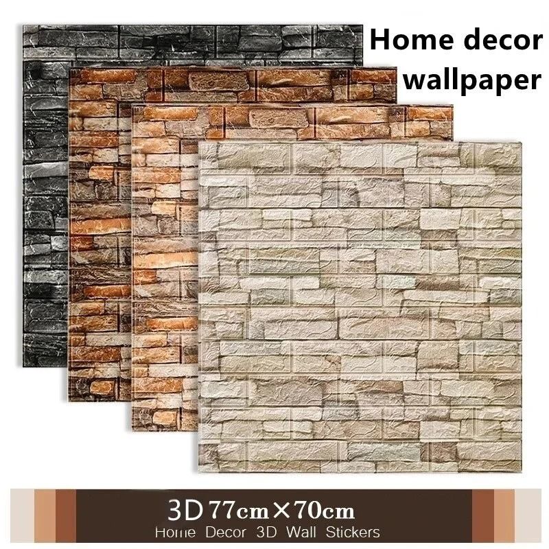 3D Brick Wall Sticker | 77cm X 70cm Imitation Brick Wallpaper | Waterproof Self Adhesive DIY Panels For Home Decor retro coffee 1 Pc 70 Cm X 77 Cm