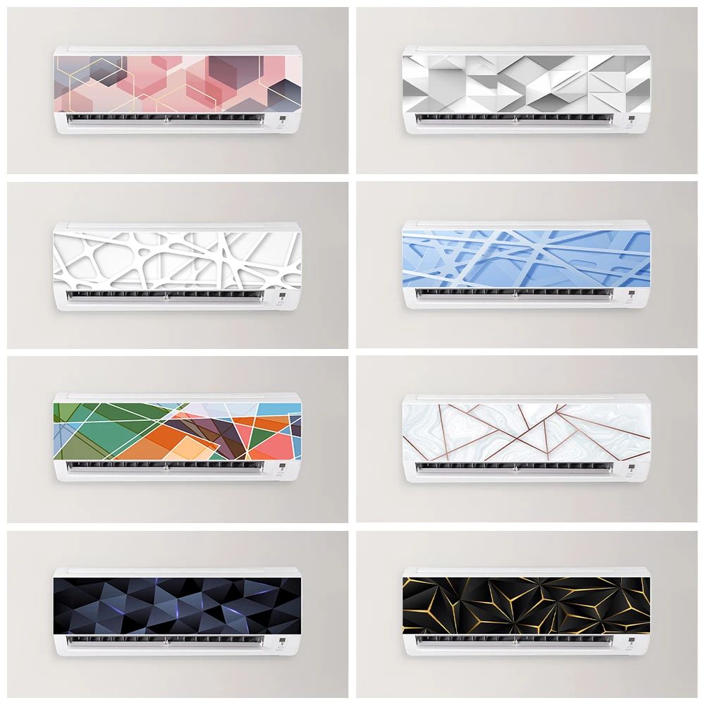 3D Geometric Air Conditioner Panel Sticker Modern Wall Decor Decal 2 29.53 X 7.87 Inches