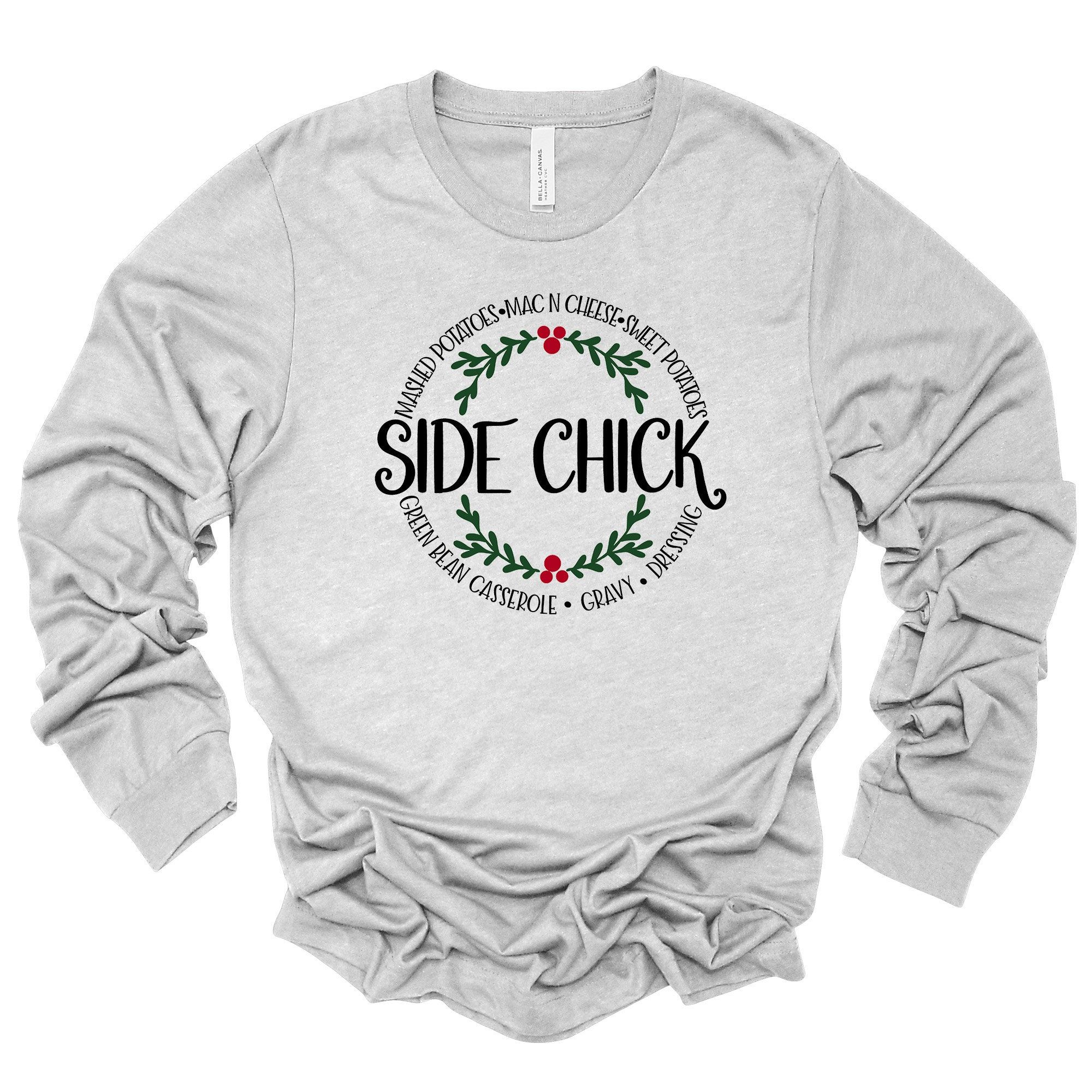 Christmas Side Chick Long Sleeve Tee Unisex Holiday Apparel brown l t Shirt