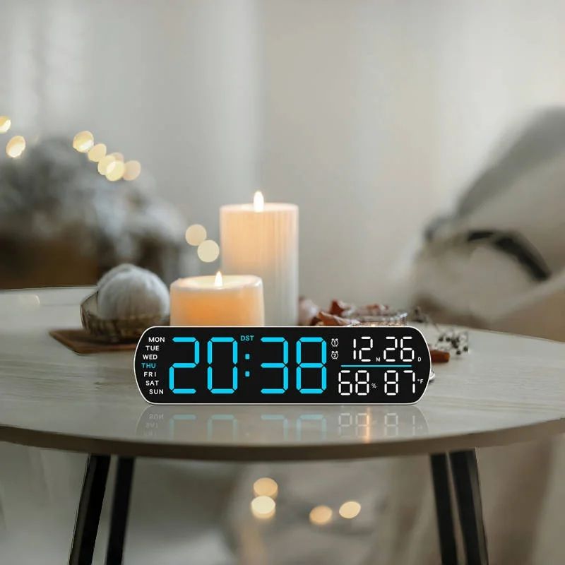 Digital Alarm Clock LED Display With Temperature, Humidity, Dual Alarm, Snooze & Auto Dimmable Table Clock wwblg
