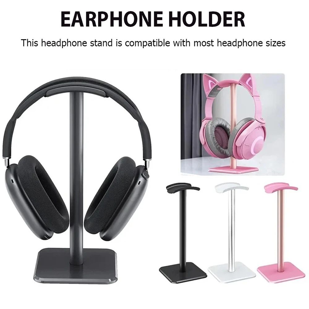 Aluminum Headphone Stand With Anti Slip Base white