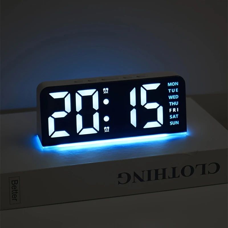SmartGlow Digital LED Alarm Clock With Temperature & Night Light black Shell green