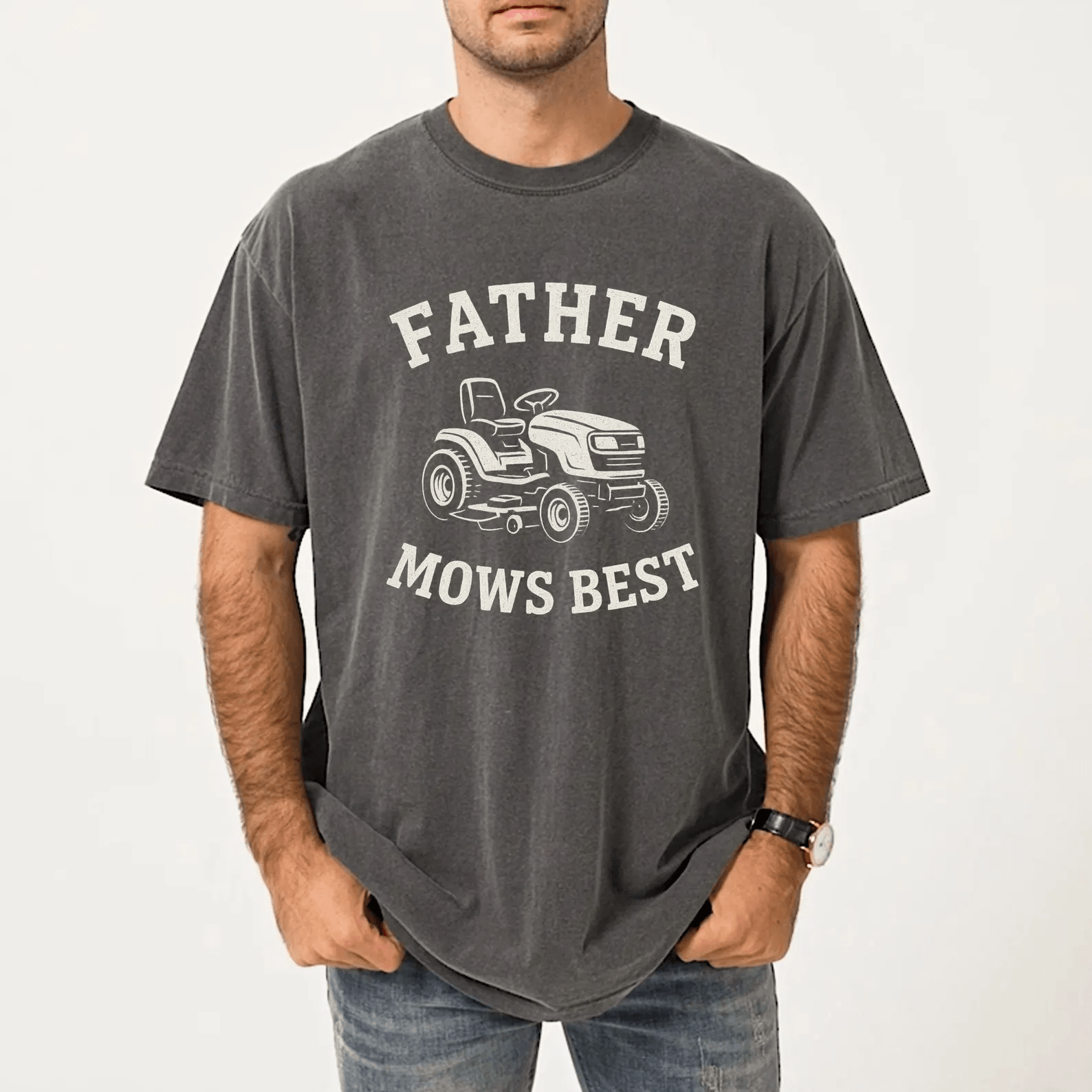 Father Mows Best Shirt Comfort Colors Funny Fathers Day Gift Lawn Dad Tee mustard 3xl t Shirt
