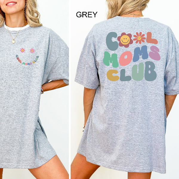 Moms Club Shirt Trendy Oversized Mom Graphic Tee Cute Smile Outfit Gift maroon 2xl sweatshirt