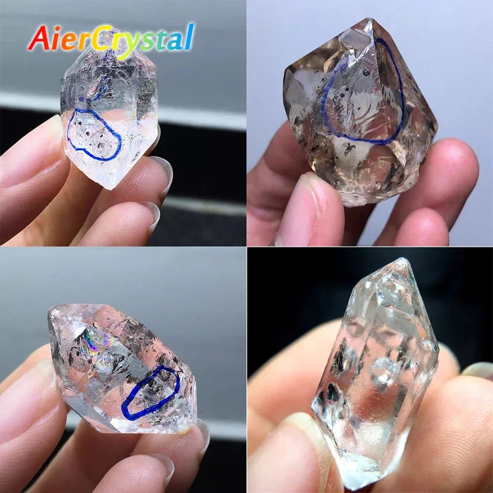 Herkimer Diamond Black Crystal Energy Stone For Reiki Healing & Decor random 25 40g