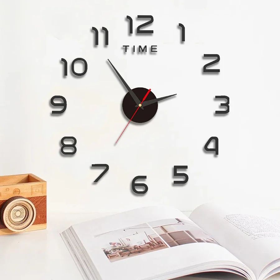 Large 3D DIY Wall Clock Modern Silent Wall Sticker Clock For Stylish Home Decor 7