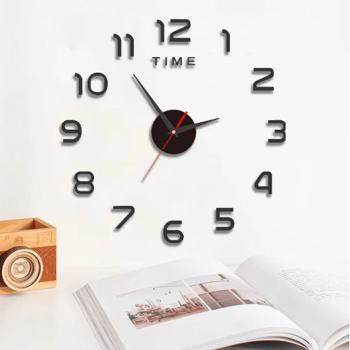 Large 3D DIY Silent Wall Clock Modern Frameless Wall Sticker Decor a gold