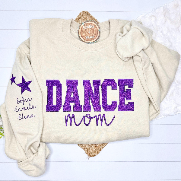 Personalized Embroidered Dance Mom Sweatshirt Custom Team Crewneck With Sleeve Names dark Grey 2xl t Shirt