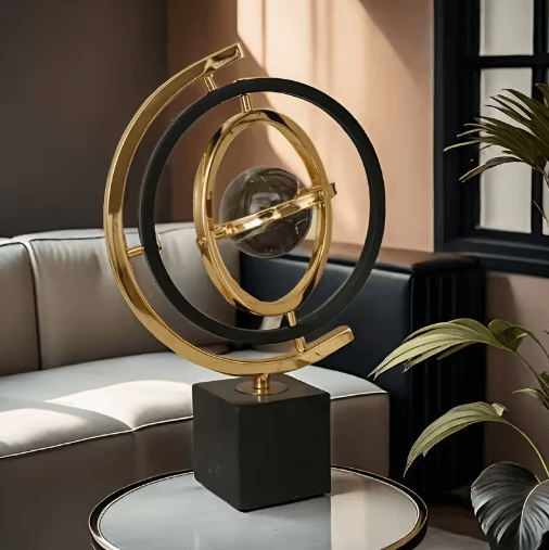Modern Black & Gold Globe Sculpture Elegant Abstract Globe Decor For Home & Office Modern Black & Gold Globe Sculpture Elegant Abstract Globe Decor For Home & Office