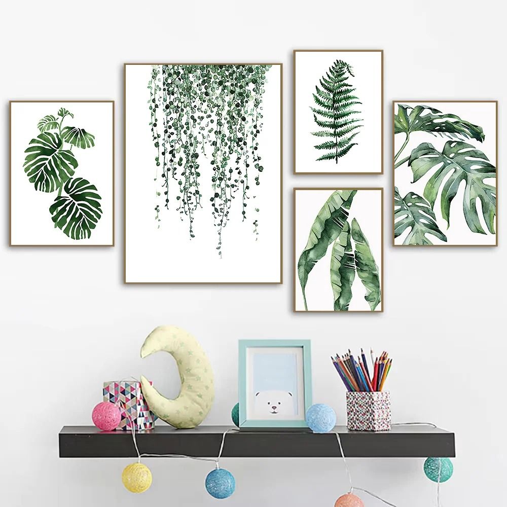 Botanical Canvas Wall Art Tropical Leaf Prints Green Plant Decor c 30x40 Cm no Frame