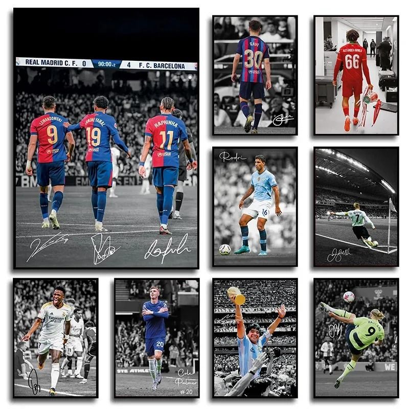 Soccer Wall Art Football Poster Canvas Modern Sports Wall Decor For Living Room 15 20x30 Cm
