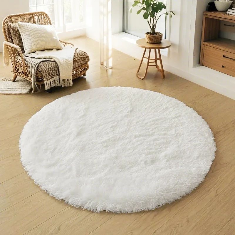 CloudSoft Round Plush Rug For Kids Bedroom And Nursery grass Green diam120cm(47inch)