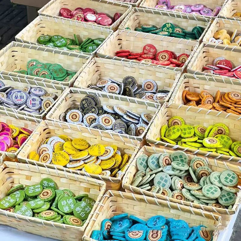 Handwoven Pu erh Tea Storage Basket 30 Slot Small Tea Cake Organizer Box For Shu & Raw Puer for Black Category 30 Pcs 0.18 Oz