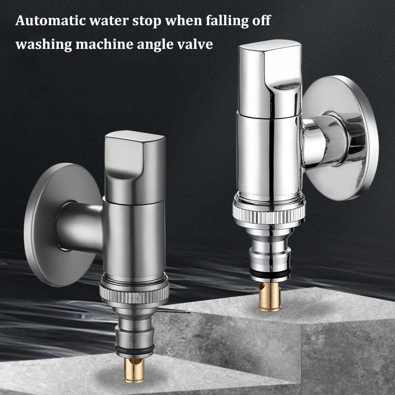 Automatic Water Stop Washing Machine Faucet Valve Connector gray