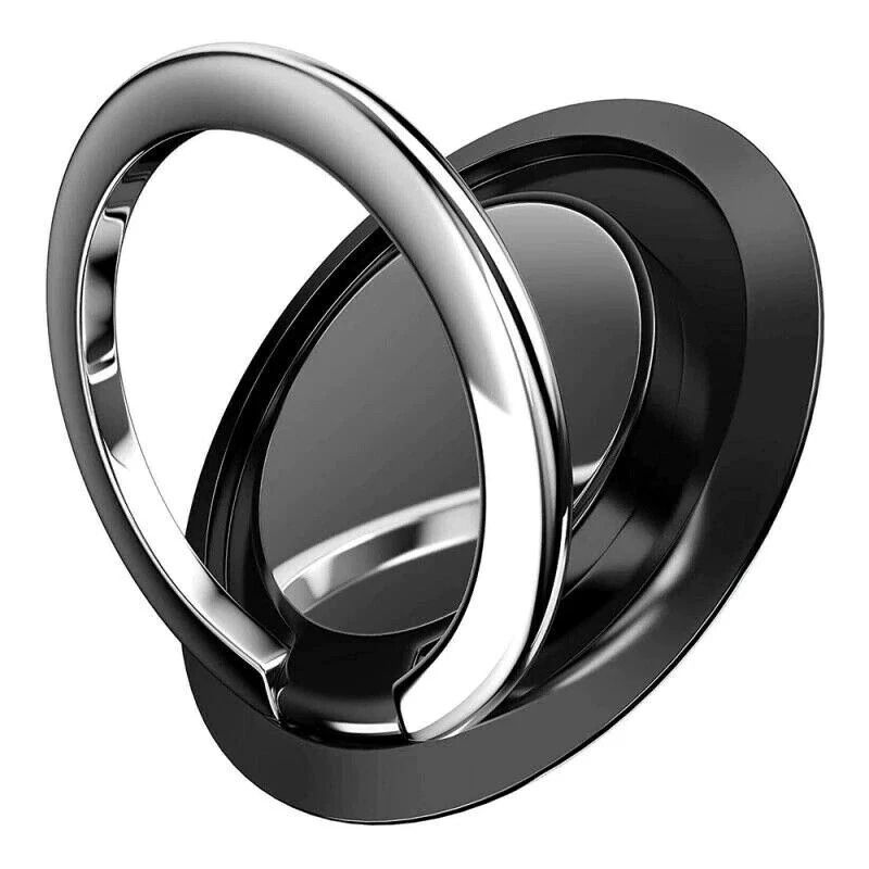 Rotating Phone Ring Holder Stand With Magnetic Car Mount Grip Universal, Adjustable For Cell Phone silver