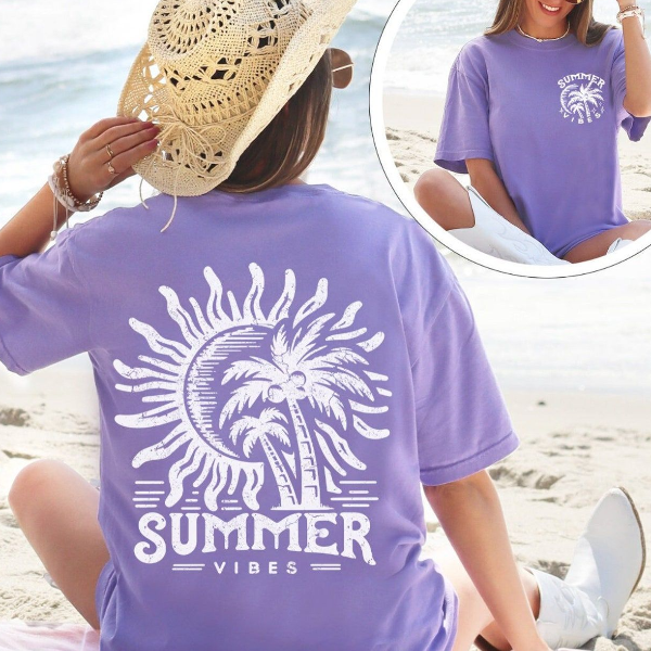 Summer Vibes Shirt, Trendy Summer Shirt, Front And Back Design, Retro Summer Shirt, Summer Vacation Tshirt, hot Pink 3xl t Shirt