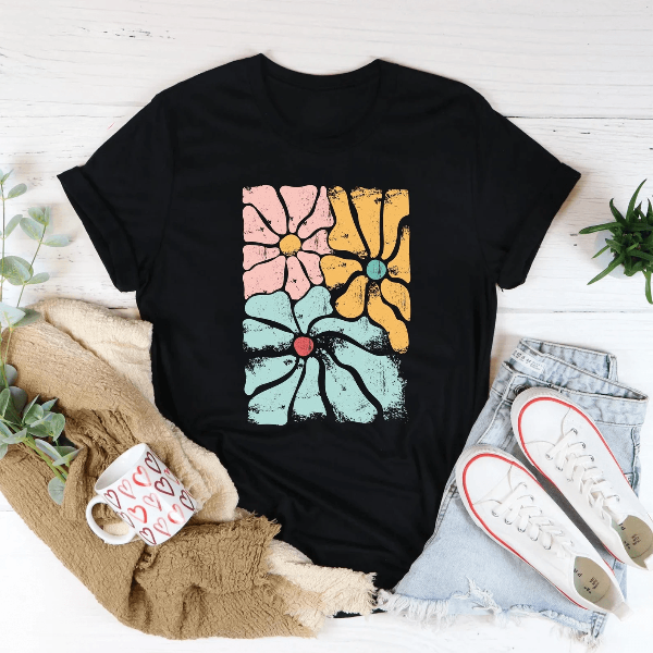 Boho Flowers T Shirt Hippie Flower Shirt Vintage Floral Graphic Tee For Women Spring Style black m sweatshirt