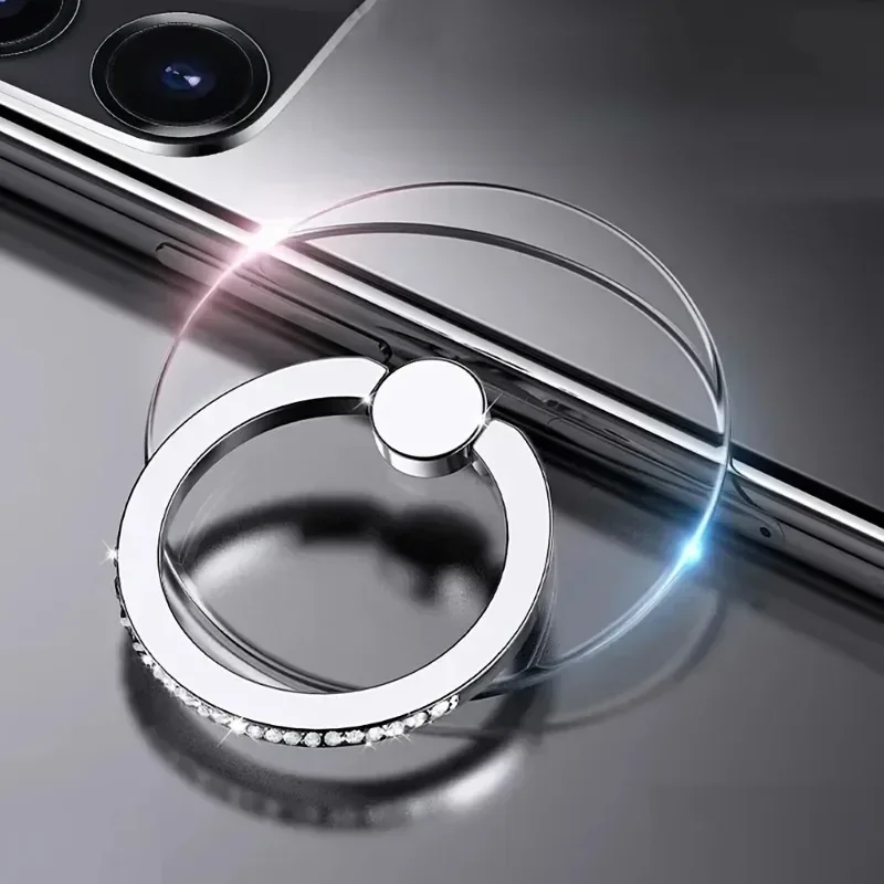 Transparent Circle Finger Ring Mobile Phone Holder Universal Cellphone Bracket For Men & Women rose Gold