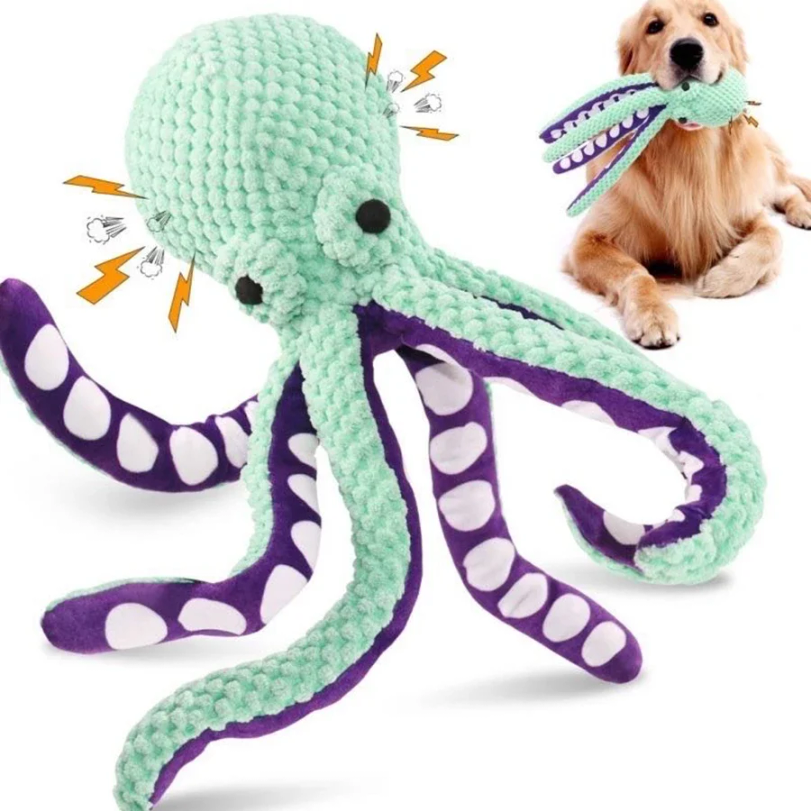 Interactive Octopus Dog Toy Plush Squeaky Toy For Small And Large Dogs Interactive Octopus Dog Toy Plush Squeaky Toy For Small And Large Dogs