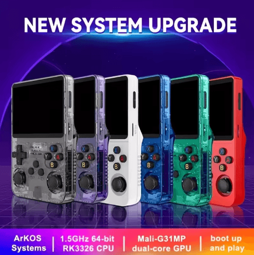 R36S Retro Handheld Game Console Linux Portable Gaming Device With 3.5 IPS Screen & 64GB Games purple