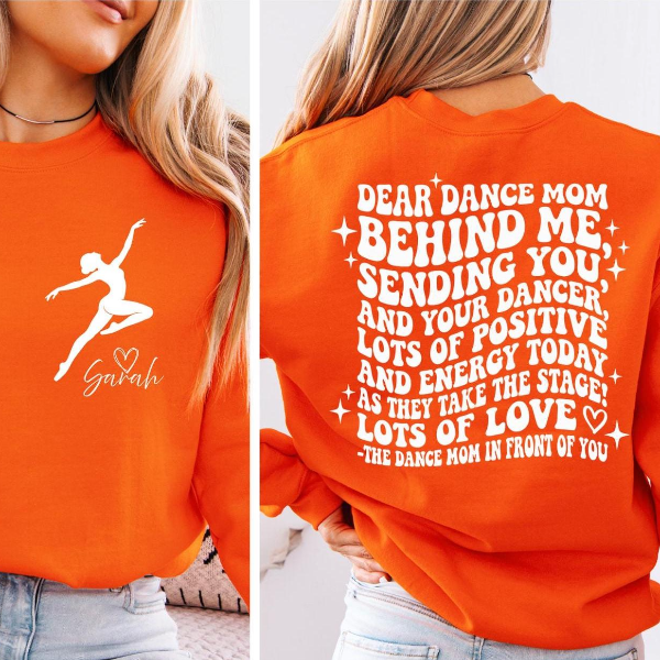 Personalized Dance Mom Crewneck Sweatshirt Custom Name Dancer Support Shirt maroon s t Shirt