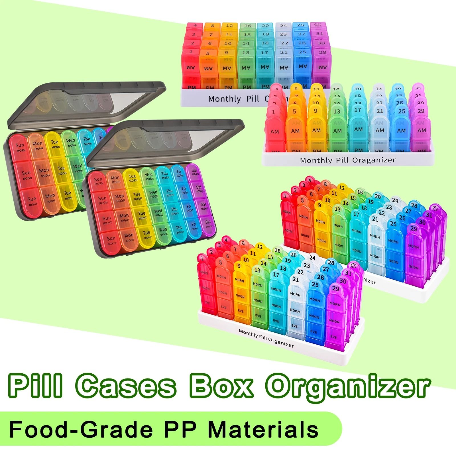Premium Portable Travel Pill Organizer | Weekly & Monthly Medication Case | Food Grade PP Wellness Management 7 Day 3 Times