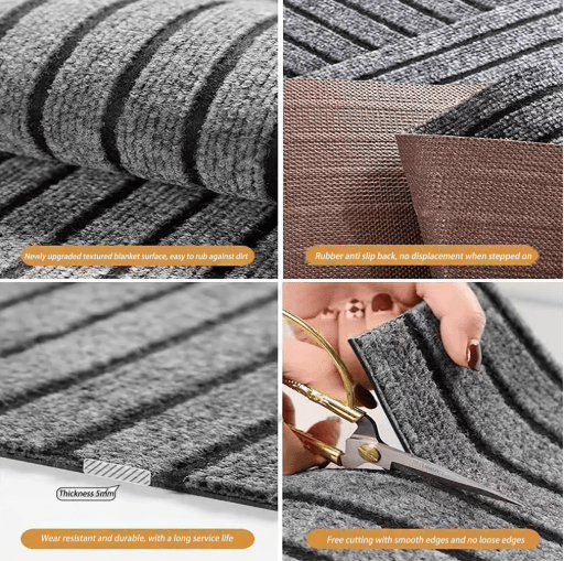 Waterproof Non Slip Floor Mat Multi Purpose Bathroom Kitchen & Entryway Rug dark Gray 40x180cm