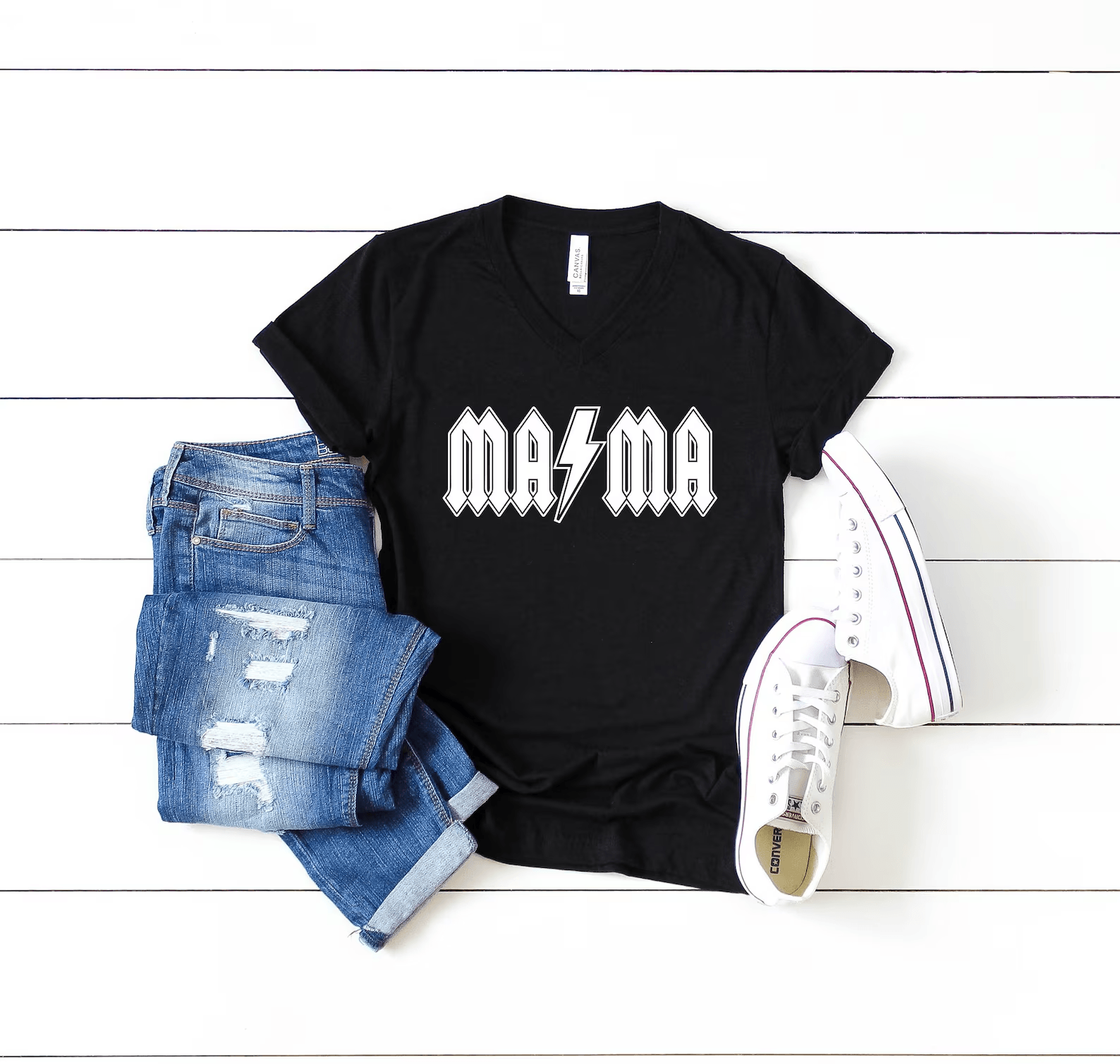ACDC Mama Shirt Rocker Mom Graphic Tee Cool Mom Life Mothers Day Gift grey l t Shirt