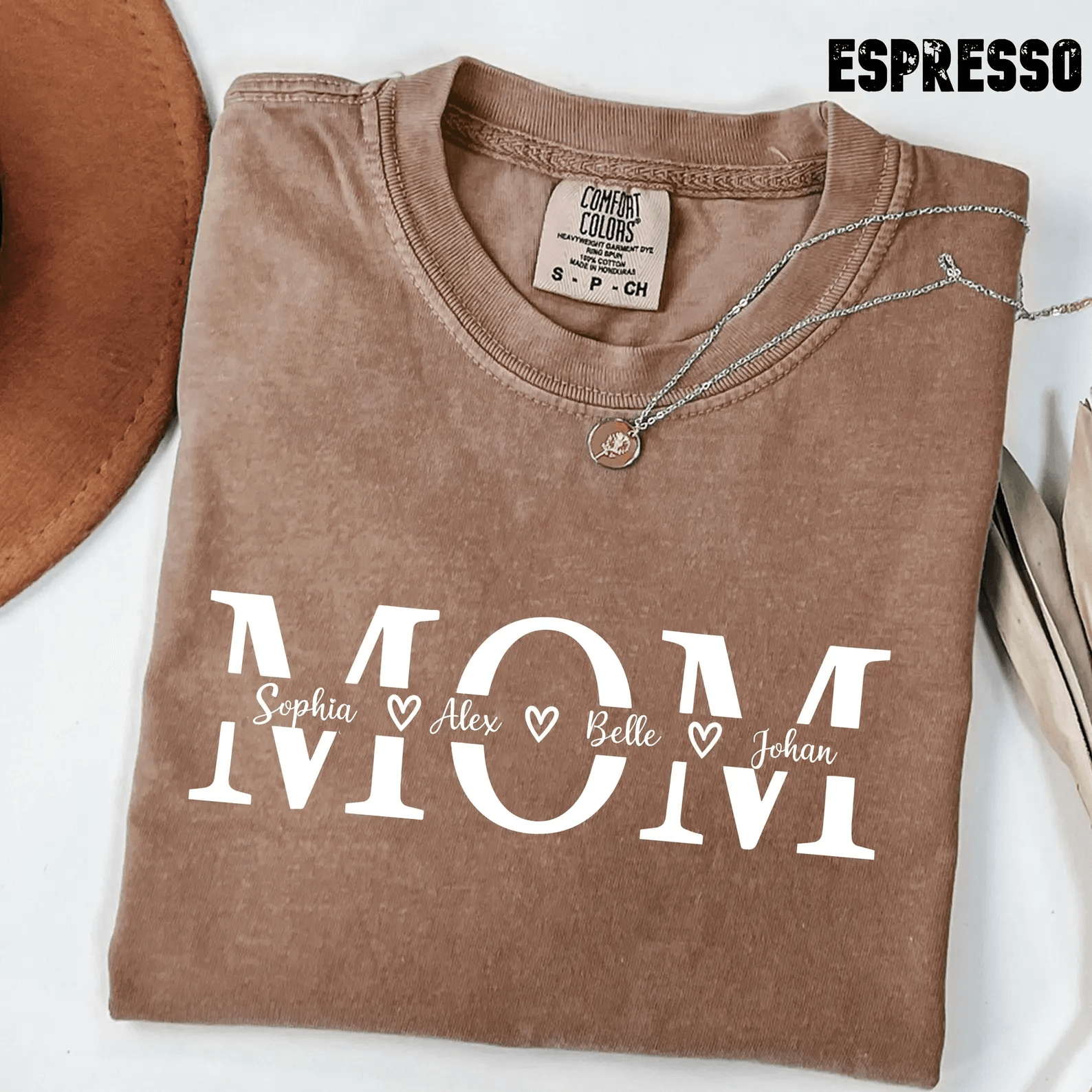 Custom Mom Shirt Comfort Colors Personalized Mama Name Gift Tee brown l t Shirt
