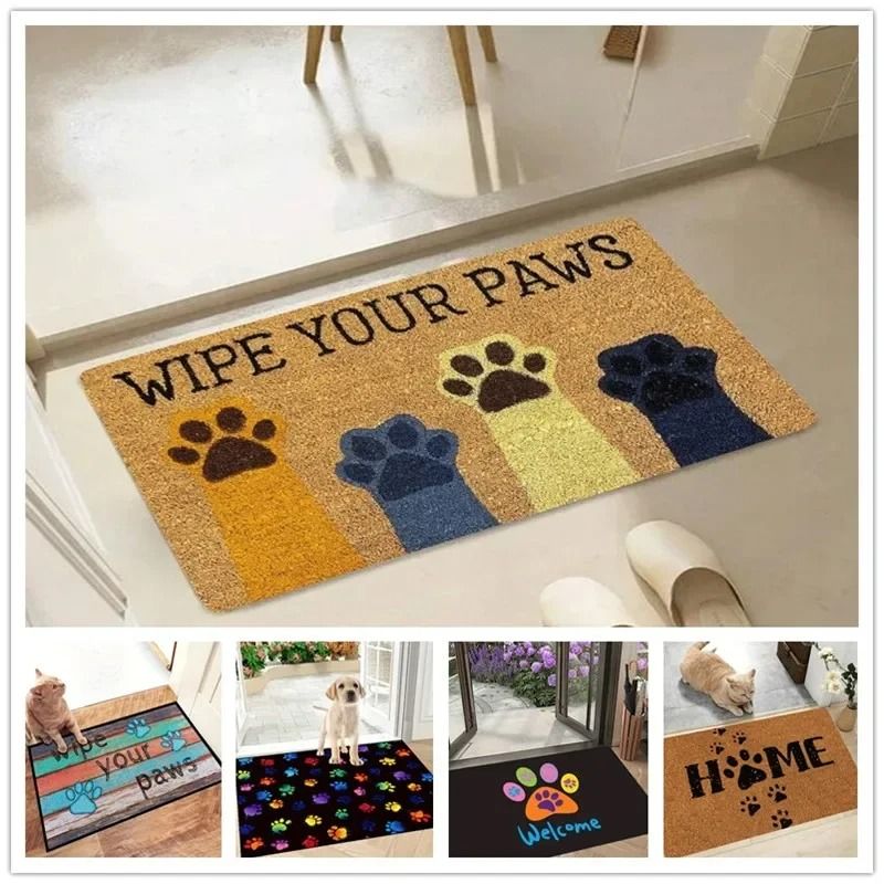 Cat Paw Print Doormat Non Slip Absorbent Floor Mat For Kitchen And Entrance 04 40x60 Cm