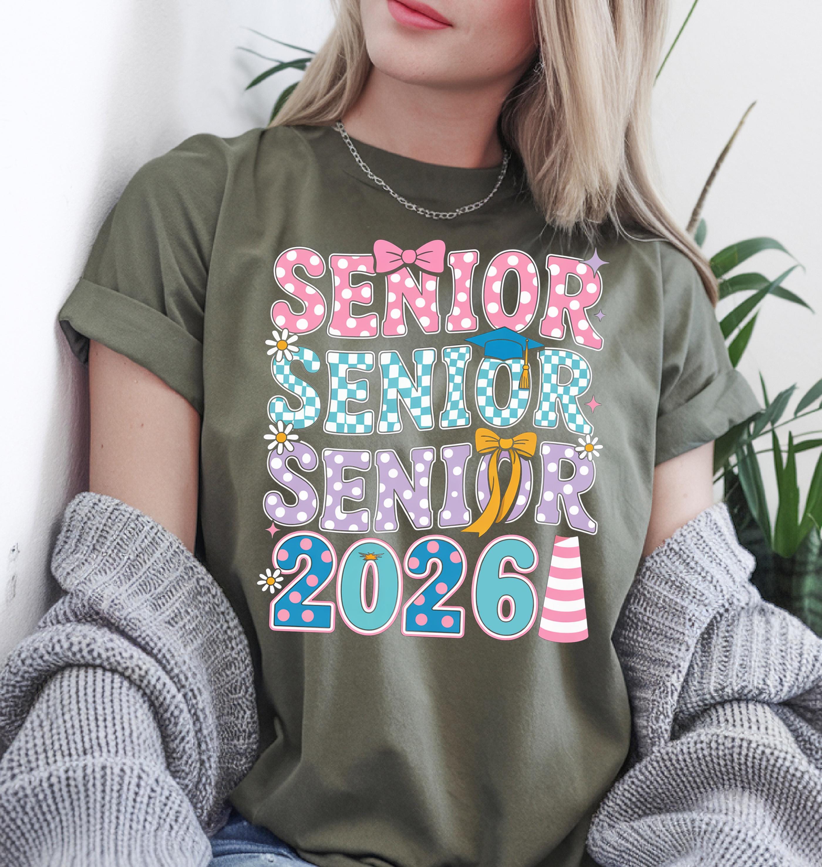 Senior 2026 Shirt Colorful Retro Graphic Tee Trendy Graduation T Shirt Casual Womens Top dark Grey 2xl t Shirt