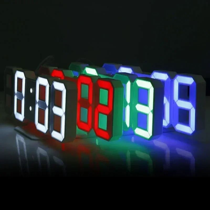 3D LED Digital Wall Clock With Temperature Date And Alarm Display 02