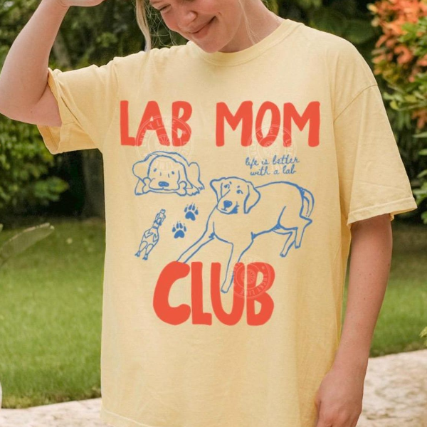 Lab Mom Club Shirt, Labrador Retreiver Dog Mom Shirt, Dog Lover Gift, Dog Tshirt, Fur Mama Shirt, Dog Mama Graphic Tee, peach 2xl sweatshirt