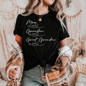 Mom Grandma Great Grandma Shirt Personalized Family Names Graphic Tee Custom Womens T Shirt blue s t Shirt