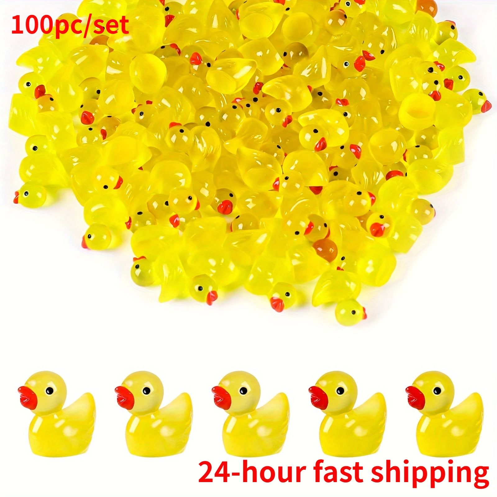 Glow In The Dark Mini Duck Figurines 100pcs Set random Color (100pcs)