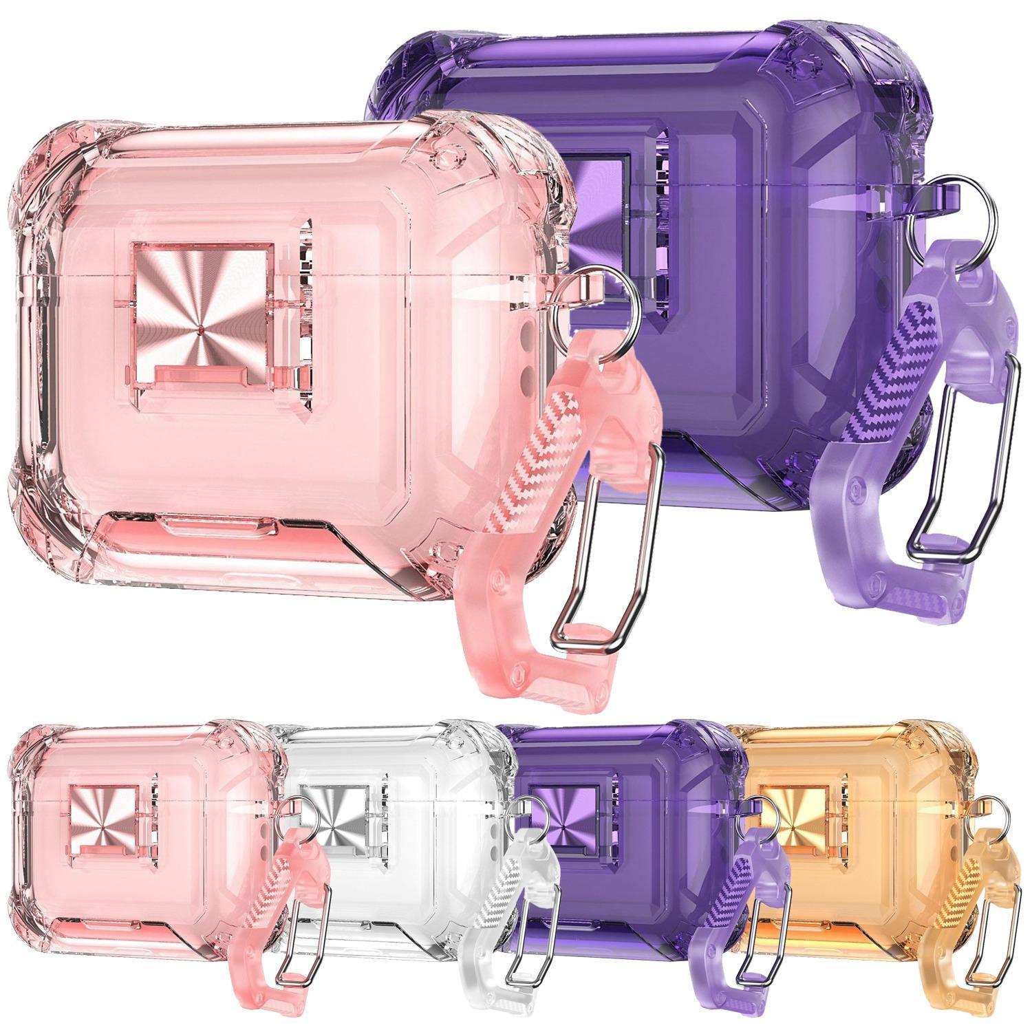 AirPods Pro Clear Lock Case With Carabiner Shockproof Cover transparent