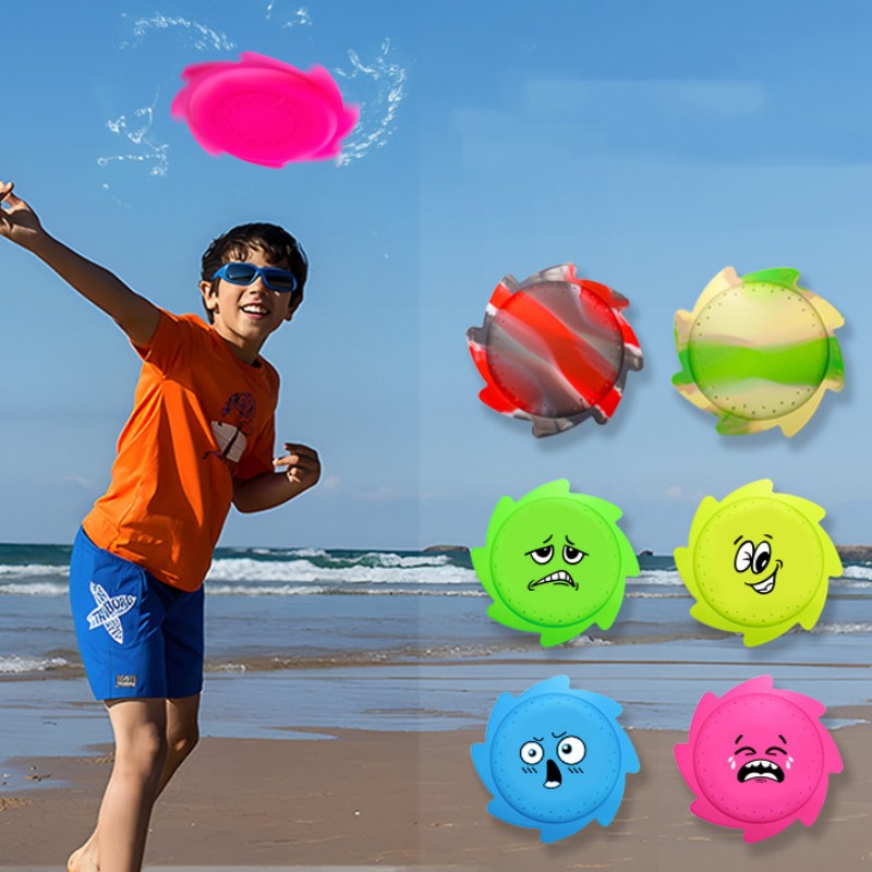 Silicone Water Flying Discs Splash Toy For Kids Beach Outdoor Play blue